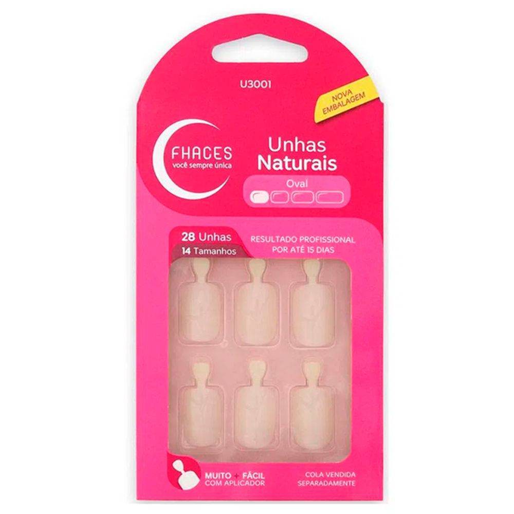 Unhas Fhaces Naturais Oval - 28 Unidades - Drogaria Poupa Centro