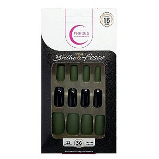 Unhas Fhaces Brilho/Fosca Verde Militar - 36 Unidades - Drogaria Poupa Centro