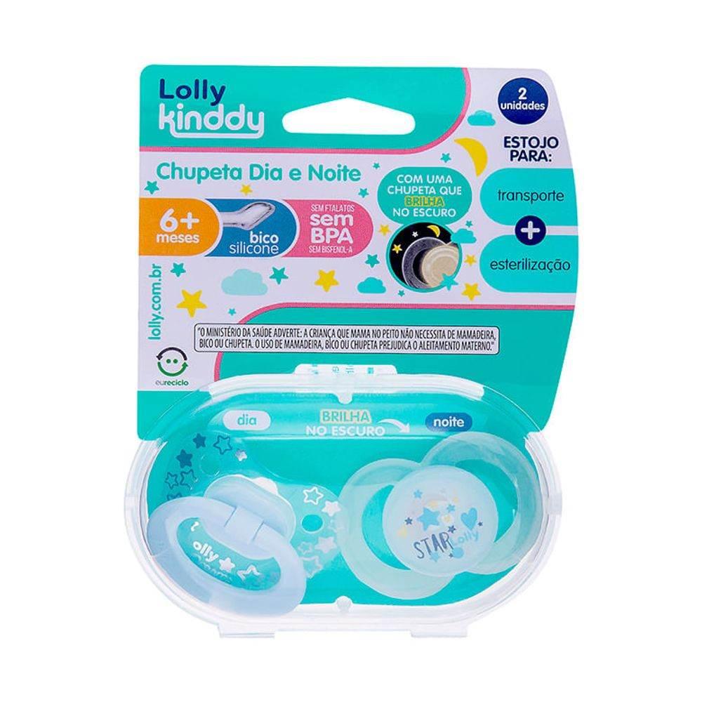 Chupeta Lolly Star Dia E Noite Silicone T2 Azul - Drogaria Poupa Centro