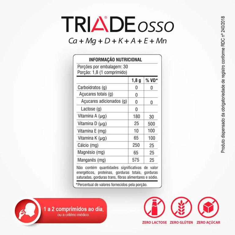 Polivitamínico Triade Osso 30 comprimidos