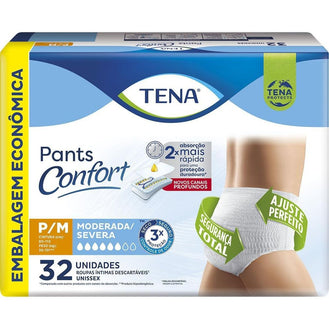 Tena Pants Confort, Roupa Íntima para Incontinência Urinária, P/M - 32 unidades