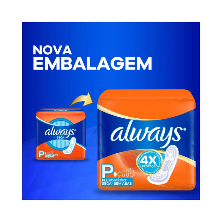 KIT COM 6 Absorvente Always Super Protecao Seca sem Abas 8 Unidades