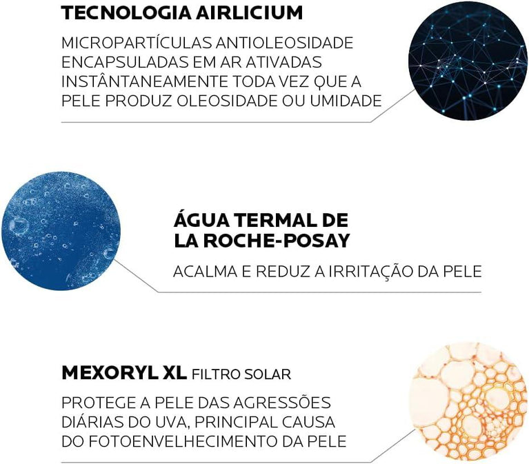 Protetor Solar Facial La Roche-Posay Anthelios Airlicium Fluido Antioleosidade Com Cor 2.0 FPS 50 - 40ml
