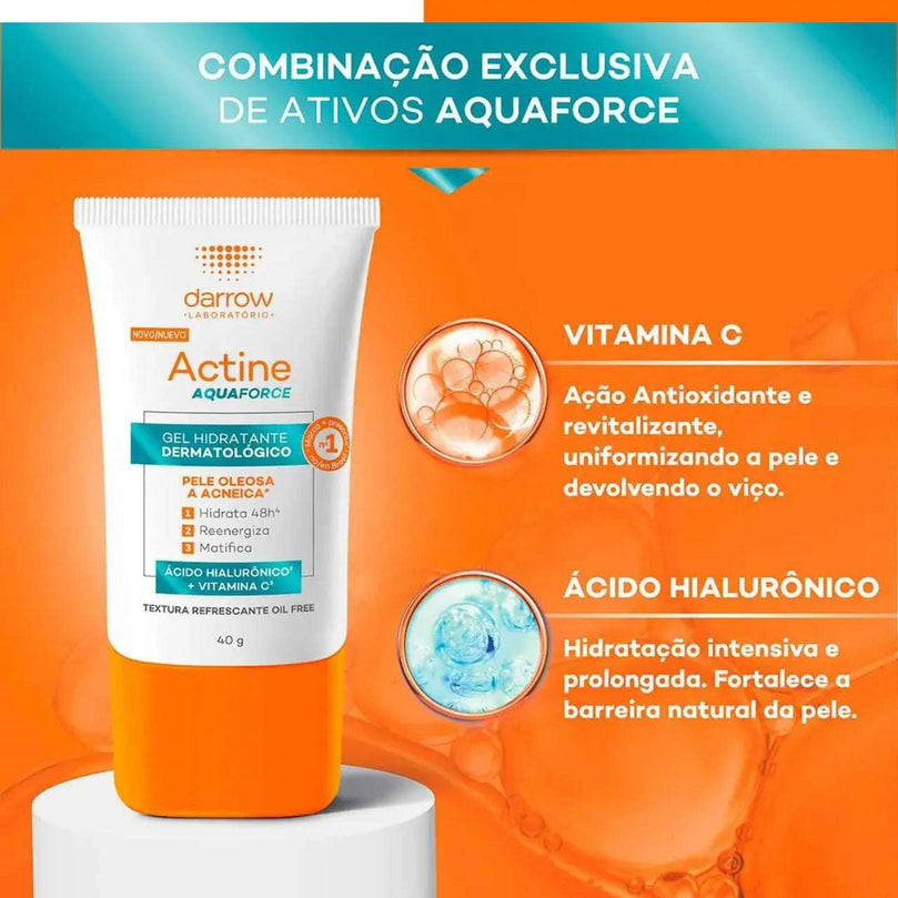 Gel Hidratante Facial Dermatológico Actine Aquaforce Pele Oleosa a Acneica 40g