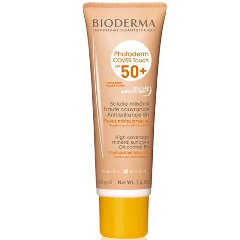 Protetor Solar Facial FPS 50 Bioderma Photoderm Cover Touch Dourado Pele Morena 40ml - Drogaria Poupa Centro