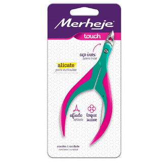 Alicate Para Cutícula Merheje Touch Super Verde e Roxo