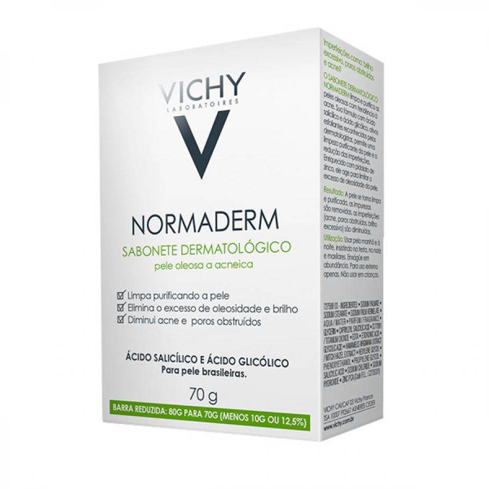 Sabonete Dermatológico De Limpeza Facial Vichy Normaderm - 1 Unidade 70g - Drogaria Poupa Centro