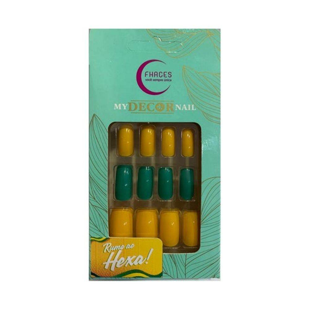 Unhas Fhaces Copa Verde/Amarelo Lisa - 36 Unidades - Drogaria Poupa Centro