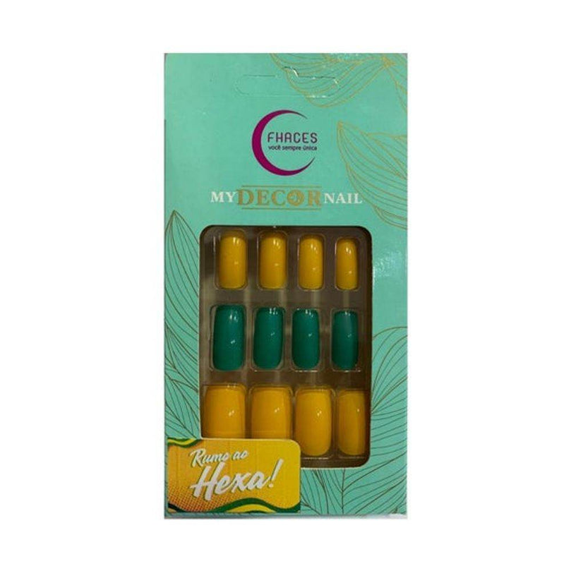 Unhas Fhaces Copa Verde/Amarelo Lisa - 36 Unidades - Drogaria Poupa Centro