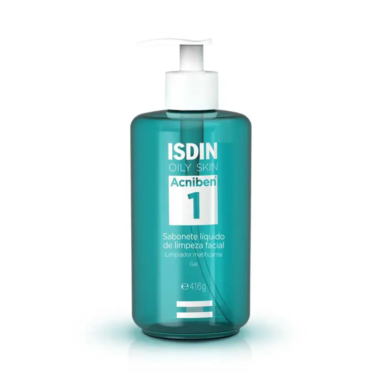 Sabonete Líquido Facial Isdin Oily Skin Acniben 1 Antioleosidade em Gel 416g VALIDADE 30/09/2026