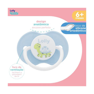 Chupeta Lolly Zoo Azul 6+ Meses Ortodôntica