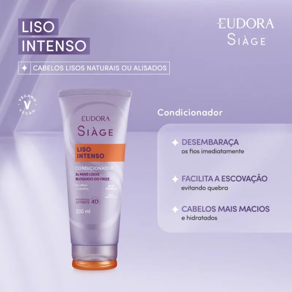 Condicionador Eudora Siage  Liso Intenso 200Ml