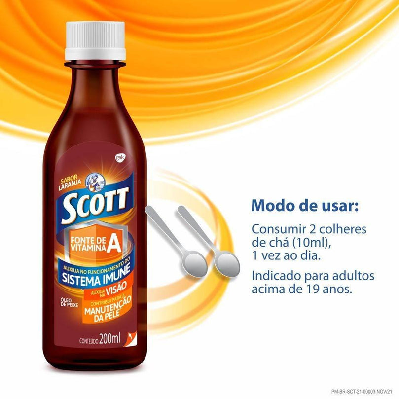 Emulsão Scott Laranja 200ml - Drogaria Poupa Centro