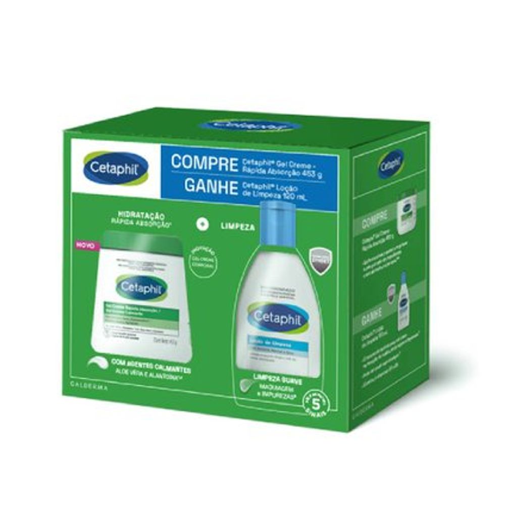 Kit Cetaphil Gel Creme Hidratante 453g Loção de Limpeza 120ml