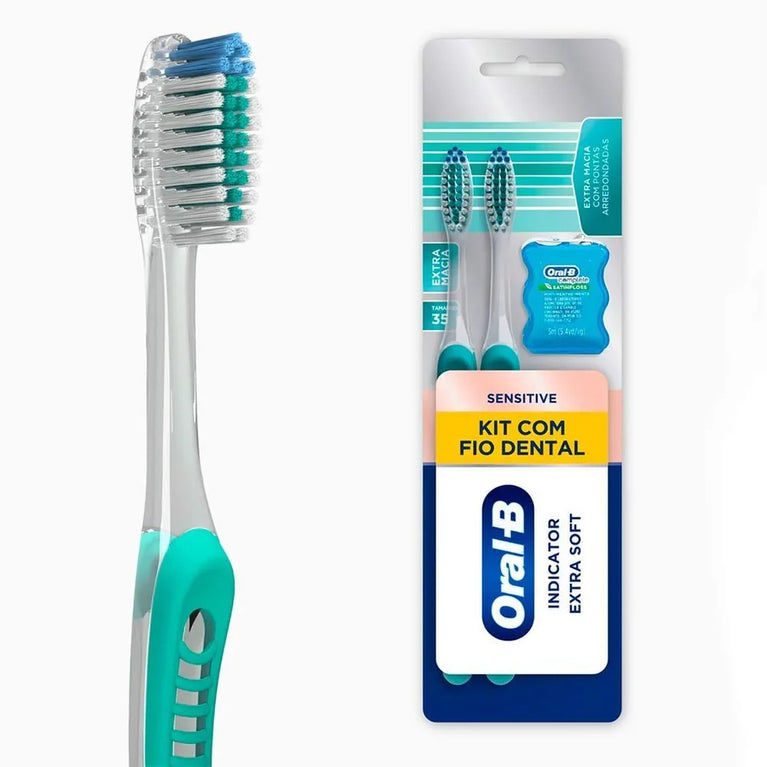 Kit Oral B Indicator Extra Macia 2 unidades + Fio Dental Satin Floss