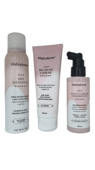 KIT Tonico Capilar 100ml + Dry Shampoo + BB Cream Capilar 100ml HIDRABENE