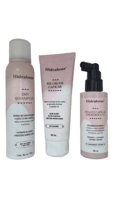 KIT Tonico Capilar 100ml + Dry Shampoo + BB Cream Capilar 100ml HIDRABENE
