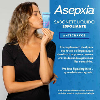 Sabonete Líquido Esfoliante Asepxia 100ml Limpeza Profunda