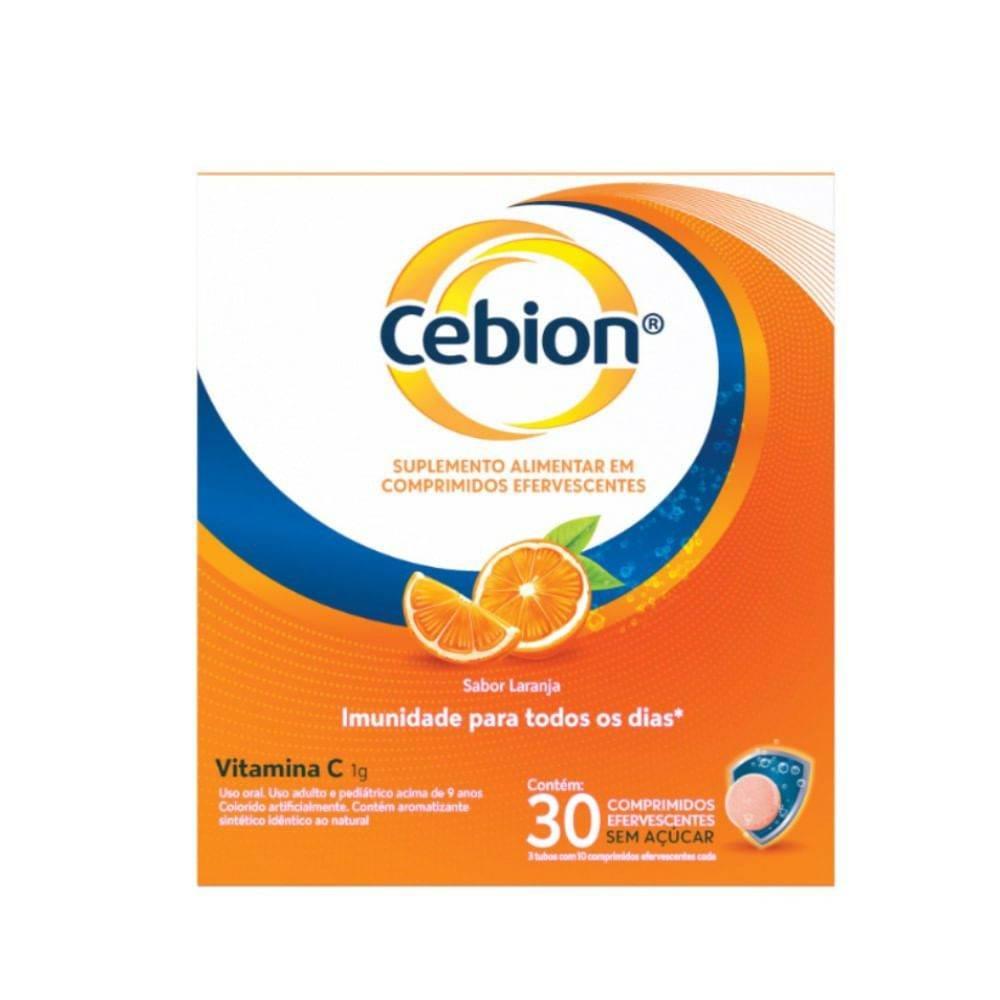 Cebion Laranja Vitamina C 1g 30 Comprimidos Efervescente - Drogaria Poupa Centro