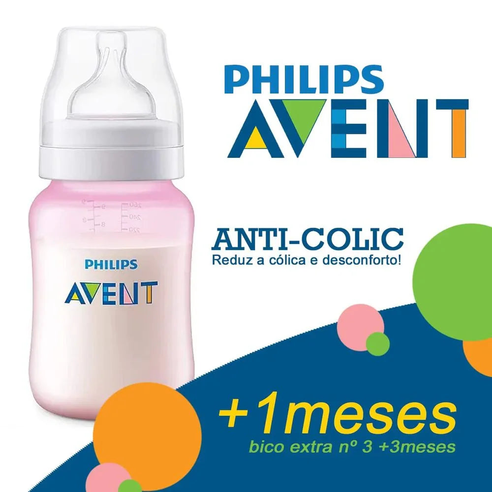 Mamadeira Avent 260ml Anti-Colic Rosa