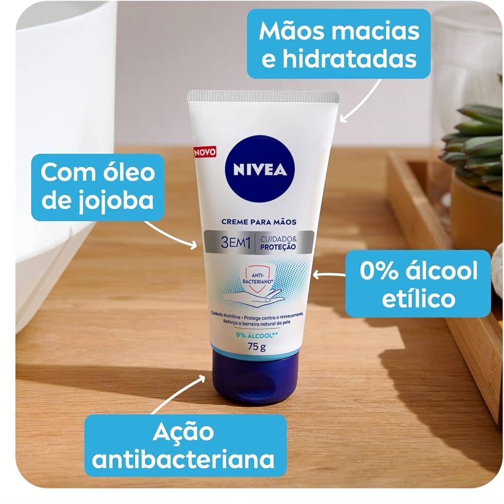 Creme para as Mãos Nivea 3 em 1 Antibacteriana 75g - Drogaria Poupa Centro
