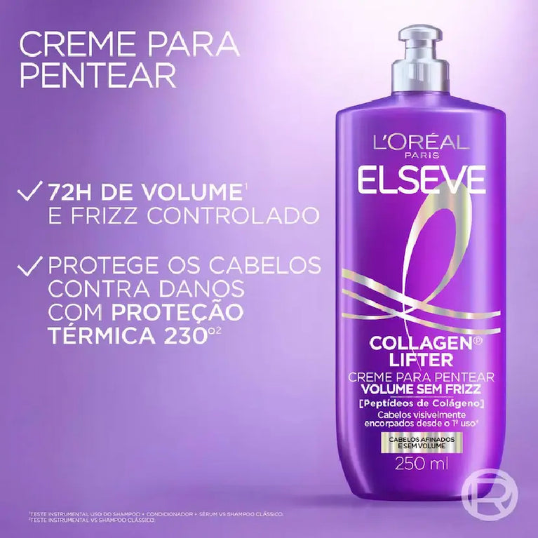 Creme para Pentear Volume Sem Frizz Elseve Colágeno Lifter 250ml