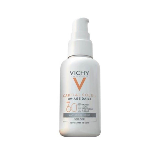 Protetor Solar Facial Vichy UV-Age Daily FPS60 Sem Cor - 40g - Drogaria Poupa Centro