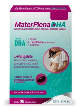 Materplena Dha 30 Capsulas Cristalia C/ Dha L-metilfolato - Drogaria Poupa Centro