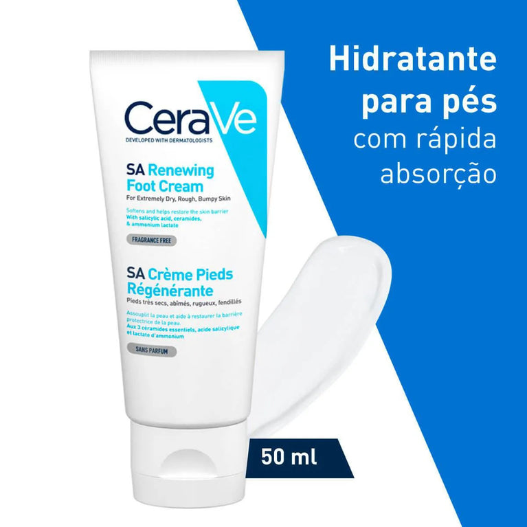 Creme CeraVe SA Renovador para os Pés Esfoliação e Hidratação com Ácido Salicílico 88ml