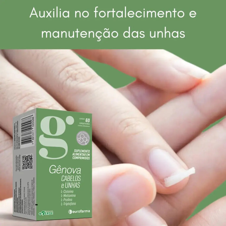 Suplemento Alimentar Gênova Cabelos e Unhas 60 Comprimidos
