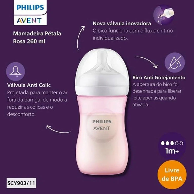 Mamadeira Avent 260Ml Petala 3.0 Rosa
