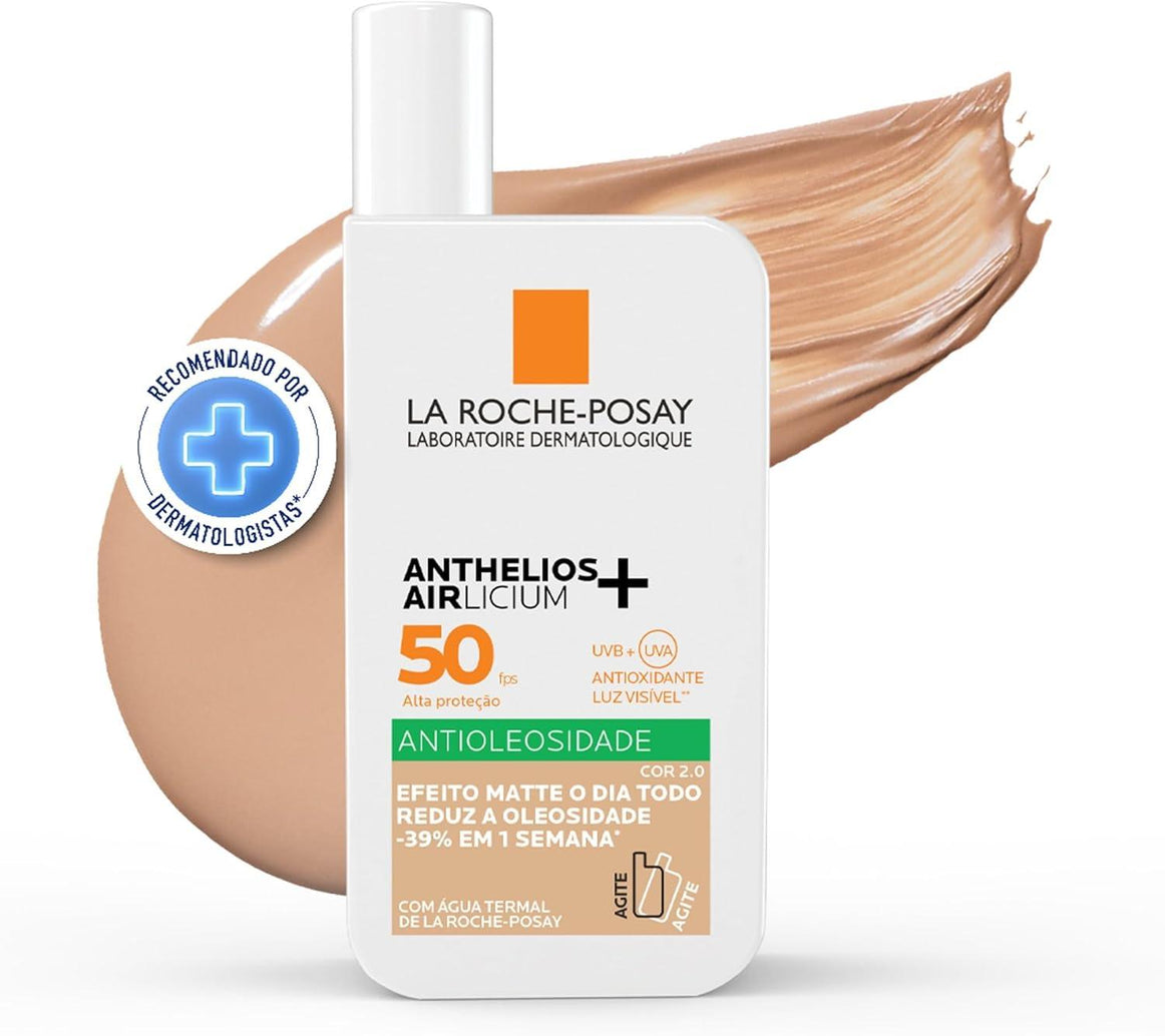 Protetor Solar Facial La Roche-Posay Anthelios Airlicium Fluido Antioleosidade Com Cor 2.0 FPS 50 - 40ml