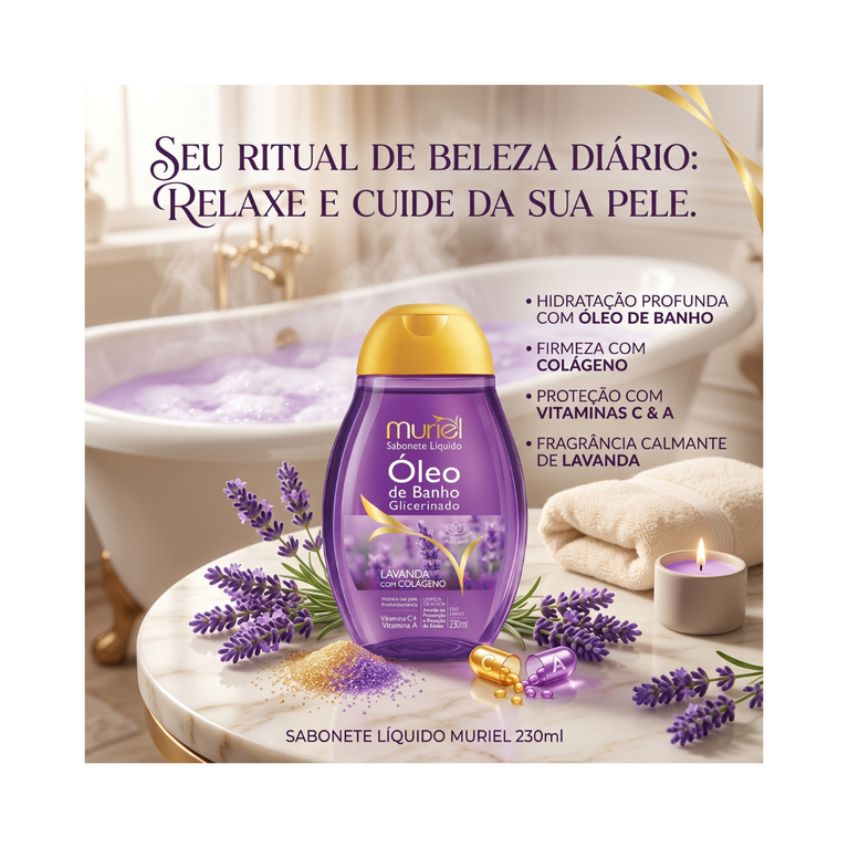 Sabonete Líquido Muriel Óleo de Banho Lavanda Colágeno 230ml