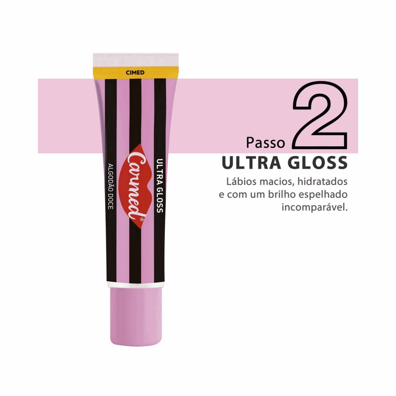 Kit Carmed SOS Hidratante Labial Algodão Doce Esfoliante 10g + Ultra Gloss 10g