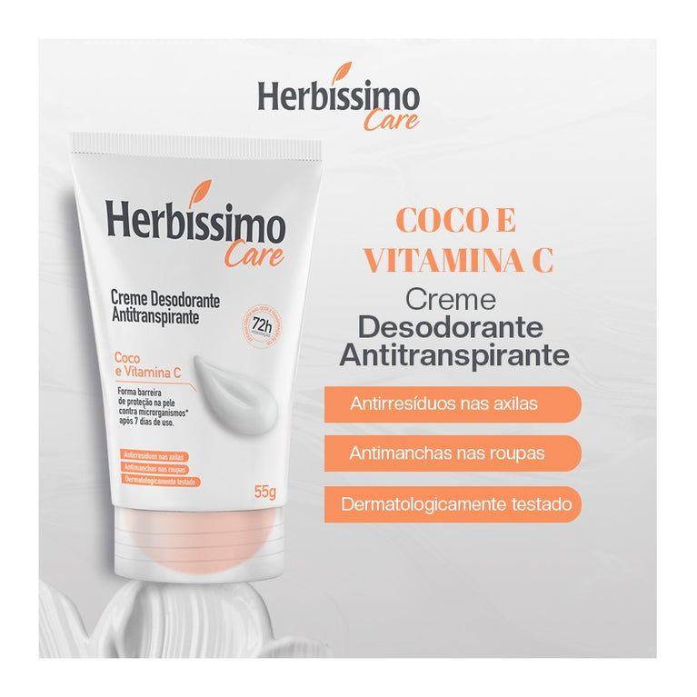 Desodorante Herbíssimo Coco e Vitamina C 55g: Clareia e Prot
