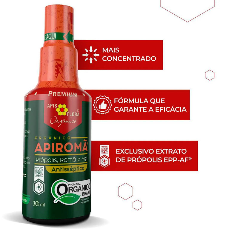 Spray para Garganta Apis Flora Apiromã Orgnânico Própolis, Romã e Mel 30ml