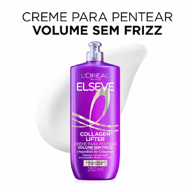 Creme para Pentear Volume Sem Frizz Elseve Colágeno Lifter 250ml