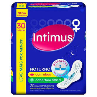 Absorvente Intimus Noturno Cobertura Seca Com Abas 30 unidades - Drogaria Poupa Centro