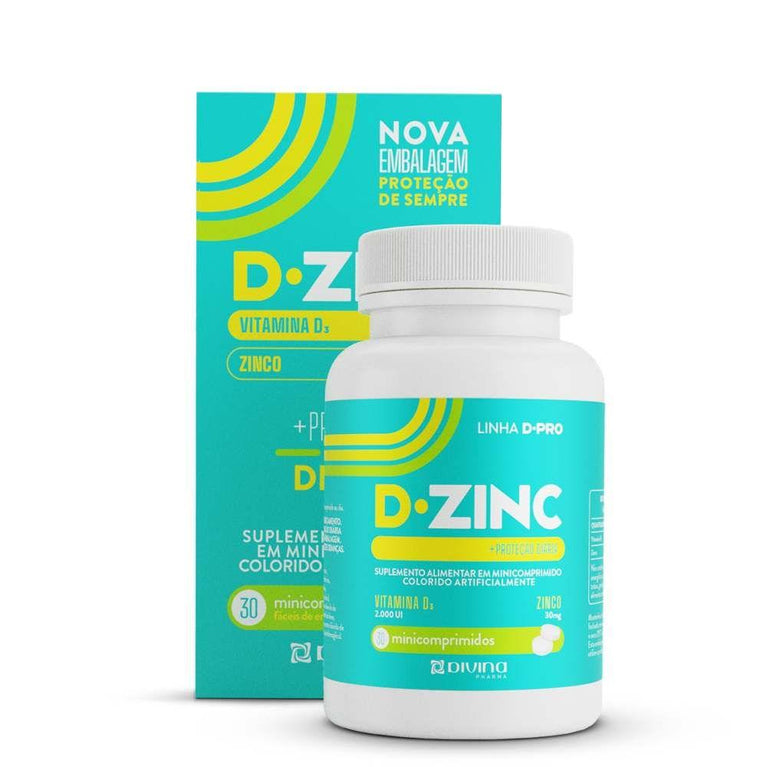 Vitamina D 2000Ui + Zinco 30Mg D-Zinc C/30 Comprimidos - Divina