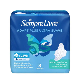 Absorvente Sempre Livre Adapt Plus Com Abas 8 Unidades - Drogaria Poupa Centro