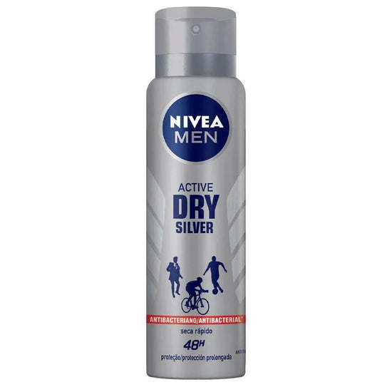 Desodorante Nivea Aerosol Masculino Active Dry Silver 150Ml - Drogaria Poupa Centro