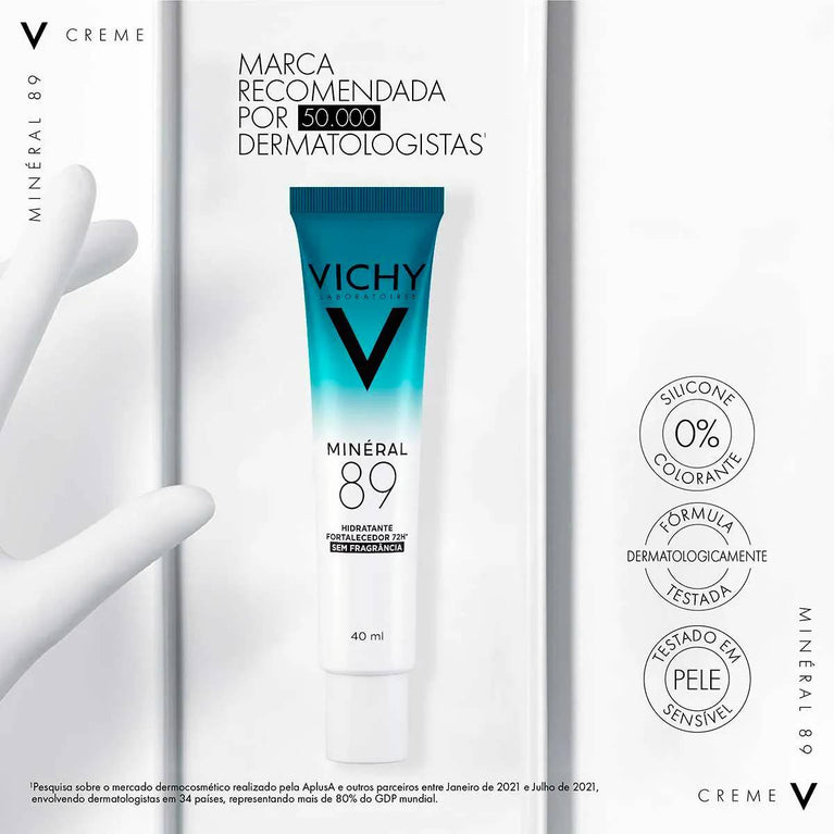 Creme Hidratante Facial Vichy Mineral 89 Fortalecedor e Reparador Booster Hidratante com Água Termal de Vichy 40ml