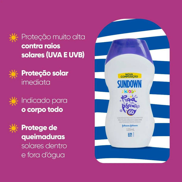 Protetor Solar Corporal Loção FPS 60 Sundown Kids 120ml