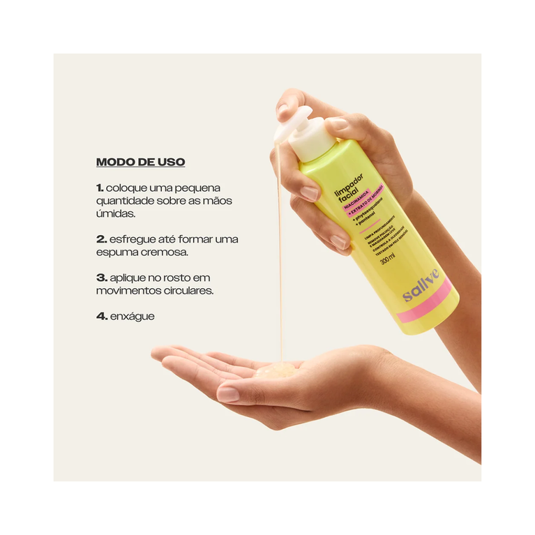 Limpador Facial Sallve 300ml Niacinamida e Extrato de Moringa