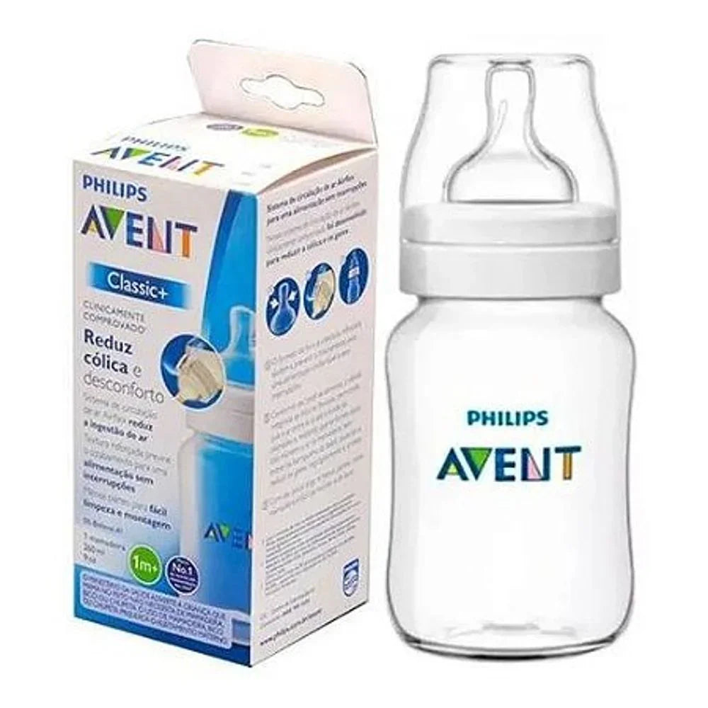Mamadeira Classic 260ml Anticólica Transparente - Philips Avent