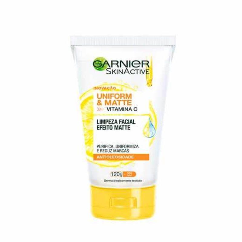 Limpeza Facial Garnier Uniform & Matte Vitamina C Antioleosidade, 120g - Drogaria Poupa Centro