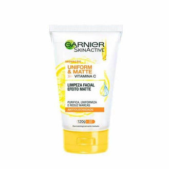 Limpeza Facial Garnier Uniform & Matte Vitamina C Antioleosidade, 120g - Drogaria Poupa Centro