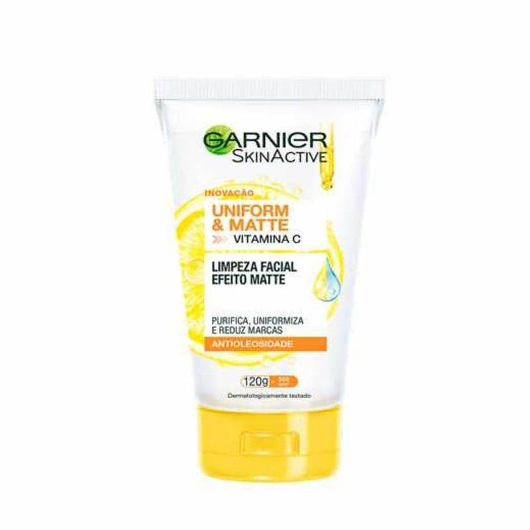Limpeza Facial Garnier Uniform & Matte Vitamina C Antioleosidade, 120g - Drogaria Poupa Centro