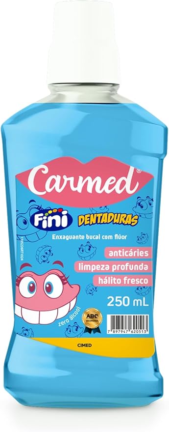 Kit Carmed Fini Dentaduras Enxaguante Bucal 250ml + Gel Dental com Flúor 70g