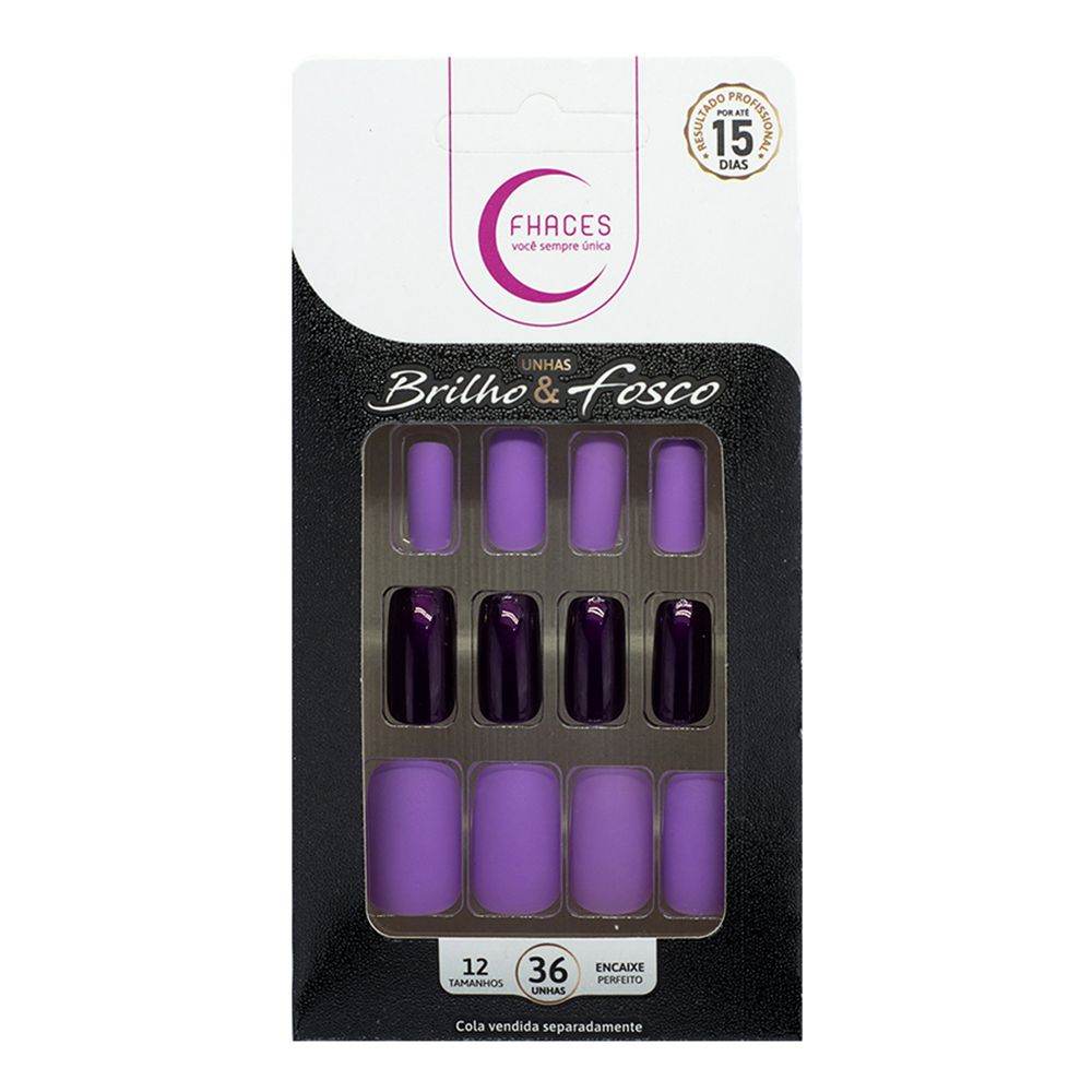 Unhas Fhaces Brilho/ Fosco Lilas - 36 Unidades - Drogaria Poupa Centro